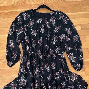 Mittoshop Black Floral Long Sleeve Dress